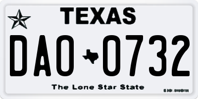 TX license plate DAO0732