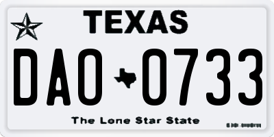 TX license plate DAO0733
