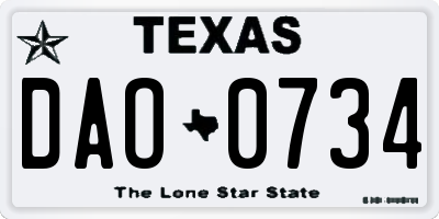 TX license plate DAO0734