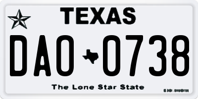 TX license plate DAO0738