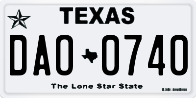TX license plate DAO0740