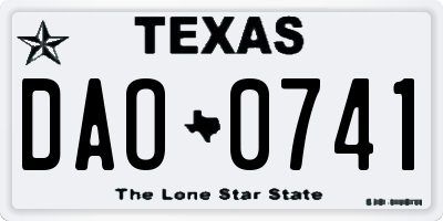 TX license plate DAO0741