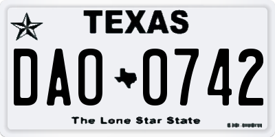 TX license plate DAO0742