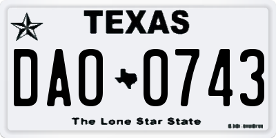 TX license plate DAO0743