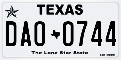 TX license plate DAO0744