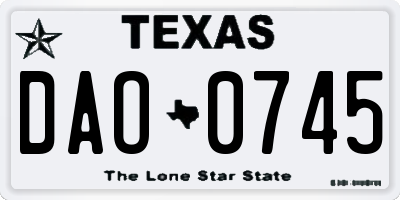 TX license plate DAO0745