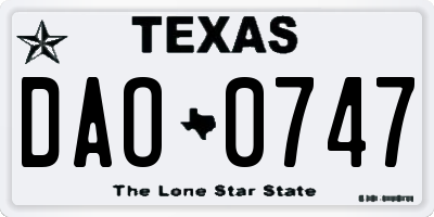 TX license plate DAO0747