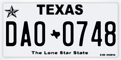 TX license plate DAO0748