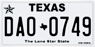 TX license plate DAO0749