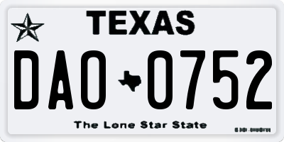 TX license plate DAO0752