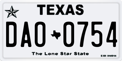 TX license plate DAO0754