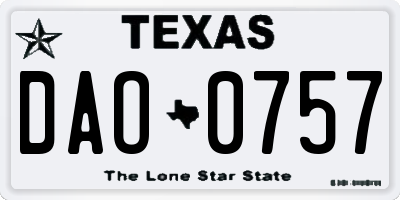 TX license plate DAO0757