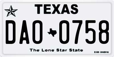 TX license plate DAO0758