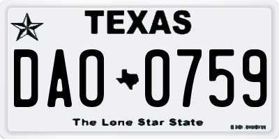 TX license plate DAO0759