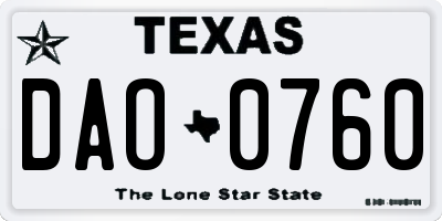 TX license plate DAO0760
