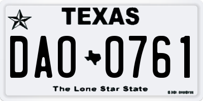 TX license plate DAO0761