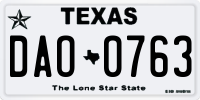 TX license plate DAO0763