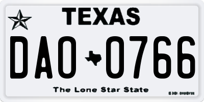 TX license plate DAO0766