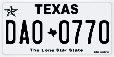 TX license plate DAO0770