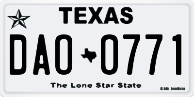 TX license plate DAO0771