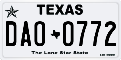 TX license plate DAO0772
