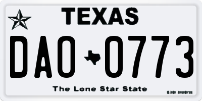 TX license plate DAO0773