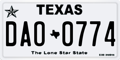 TX license plate DAO0774