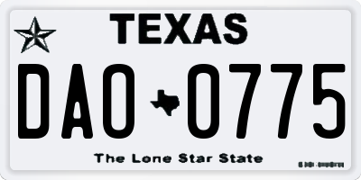 TX license plate DAO0775