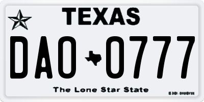 TX license plate DAO0777