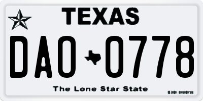 TX license plate DAO0778