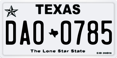 TX license plate DAO0785