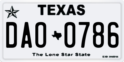 TX license plate DAO0786