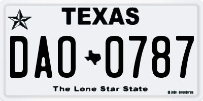 TX license plate DAO0787