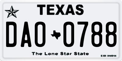 TX license plate DAO0788