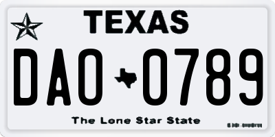 TX license plate DAO0789