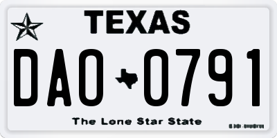 TX license plate DAO0791