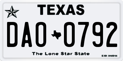 TX license plate DAO0792