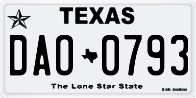 TX license plate DAO0793