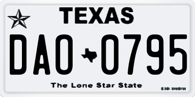 TX license plate DAO0795