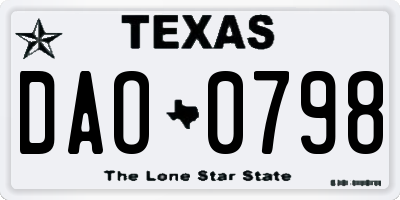 TX license plate DAO0798