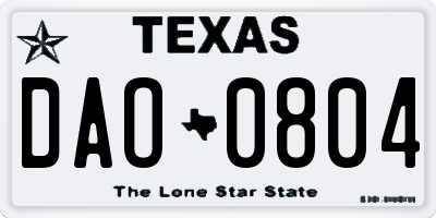 TX license plate DAO0804