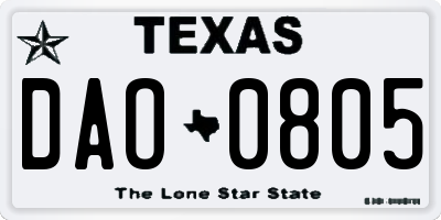 TX license plate DAO0805