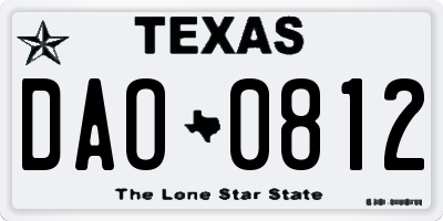 TX license plate DAO0812