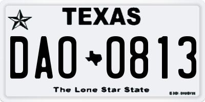 TX license plate DAO0813