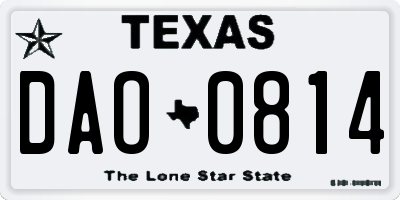 TX license plate DAO0814