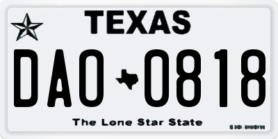TX license plate DAO0818