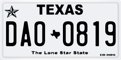 TX license plate DAO0819