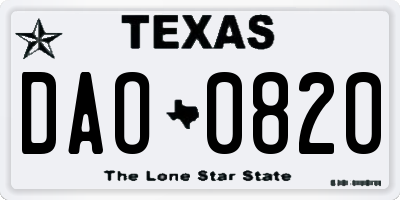 TX license plate DAO0820