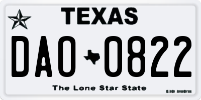 TX license plate DAO0822