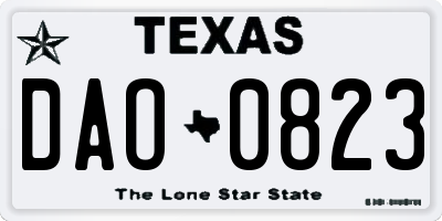 TX license plate DAO0823